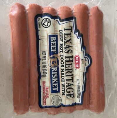 BEEF BRISKET TEXAS HERITAGE HOT DOGS, BEEF BRISKET