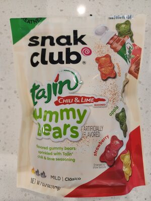 CHILI & LIME SEASONED GUMMY BEARS, ORANGE, PINEAPPLE, APPLE, STRAWBERRY, LEMON