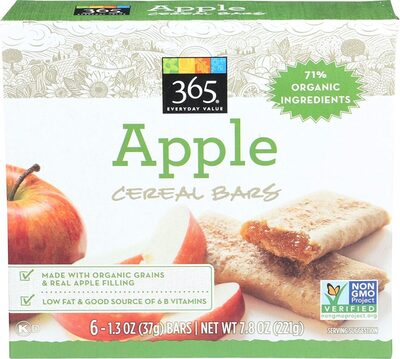 365 EVERYDAY VALUE, WHOLE FOODS MARKET, APPLE CEREAL BARS, APPLE