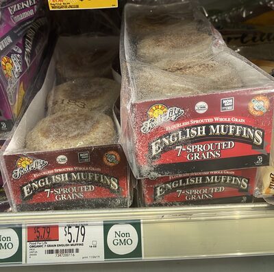 7-SPROUTED GRAINS FLOURLESS SPROUTED WHOLE GRAIN ENGLISH MUFFINS, 7-SPROUTED GRAINS