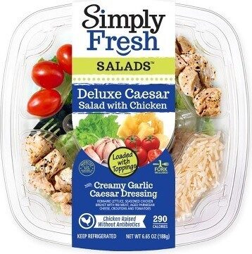 DELUXE CAESAR SALAD WITH CHICKEN WITH CREAMY GARLIC CAESAR DRESSING, DELUXE CAESAR
