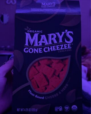 CHEESE & HERB FLAVOR ORGANIC PLANT-BASED CHEEZEE CRACKERS, CHEESE & HERB