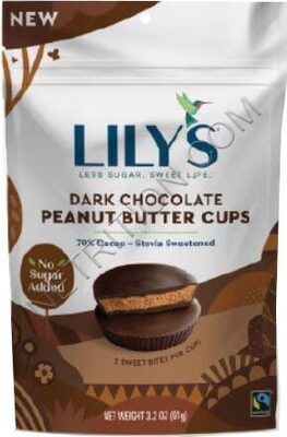 DARK CHOCOLATE 70% COCOA PEANUT BUTTER CUPS, DARK CHOCOLATE