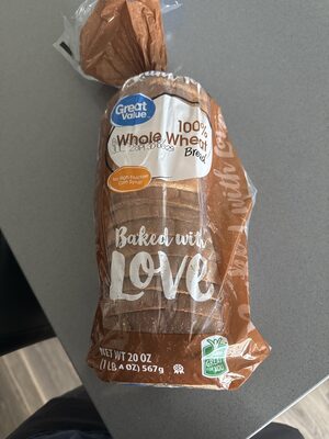 Wal-Mart Stores, Inc. 100% WHOLE WHEAT ROUND TOP BREAD, 100% WHOLE WHEAT