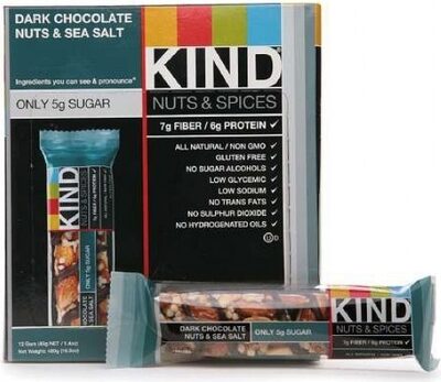 DARK CHOCOLATE NUTS & SEA SALT NUTS & SPICES BAR, DARK CHOCOLATE NUTS & SEA SALT